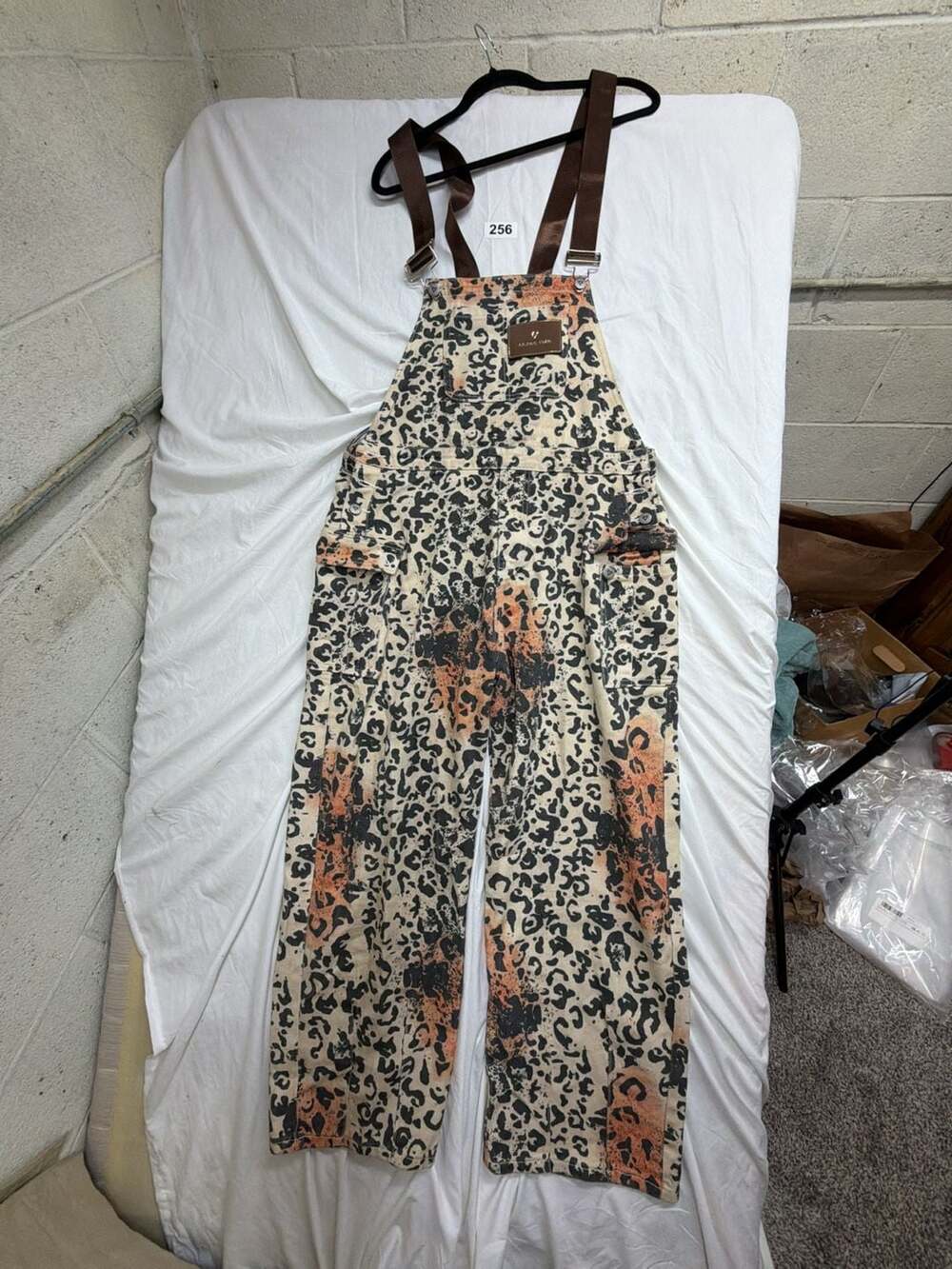 Aelfric Eden Leopard Print Denim Overalls Loose Fit Y2K Streetwear Size L